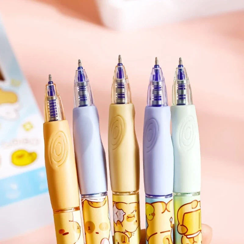 Capybara Erasable Gel Pen Set: 04 close up of pastel capybara pen grips and 0 5 millimetre tips