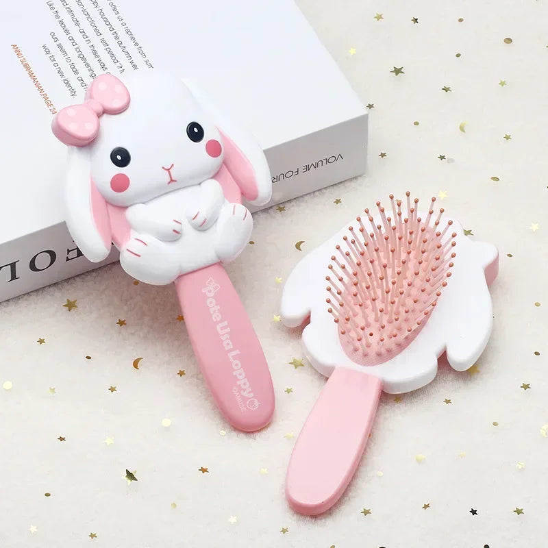 Pink Bow Bunny Cushion Hairbrush