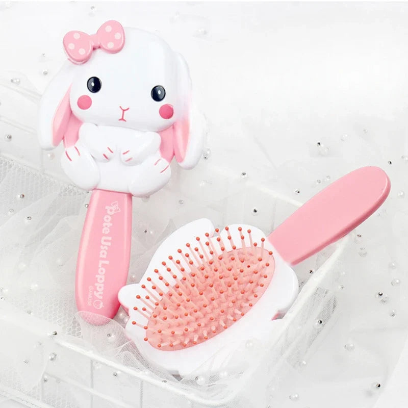 Pink Bow Bunny Cushion Hairbrush