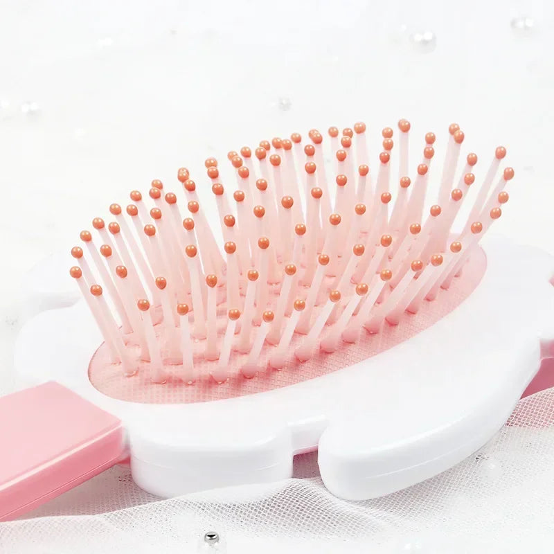 Pink Bow Bunny Cushion Hairbrush