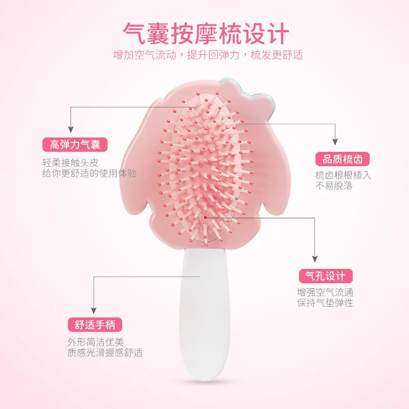 Pink Bow Bunny Cushion Hairbrush