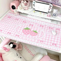Pink Strawberry Bow Desk Mat