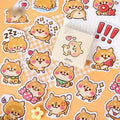 Rosy Puppy Sticker Box: Puppy sticker assortment with sleeping heart and snack designs around the box